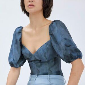 NWT Wilfred Novella Shortsleeve Blouse Granite blue/ink XS